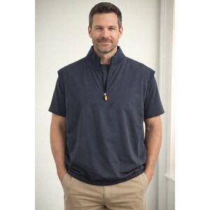 Callaway Golf Sport Mens Navy Blue Quarter Zip Wind Vest Jacket Pullover XL